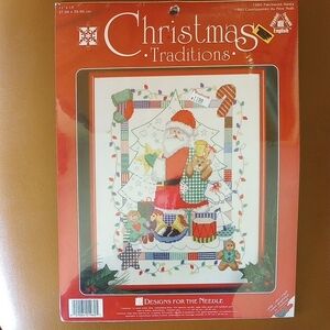 NWT Christmas Traditions "Patchwork Santa" Counted Cross Stitch Kit # 1960
